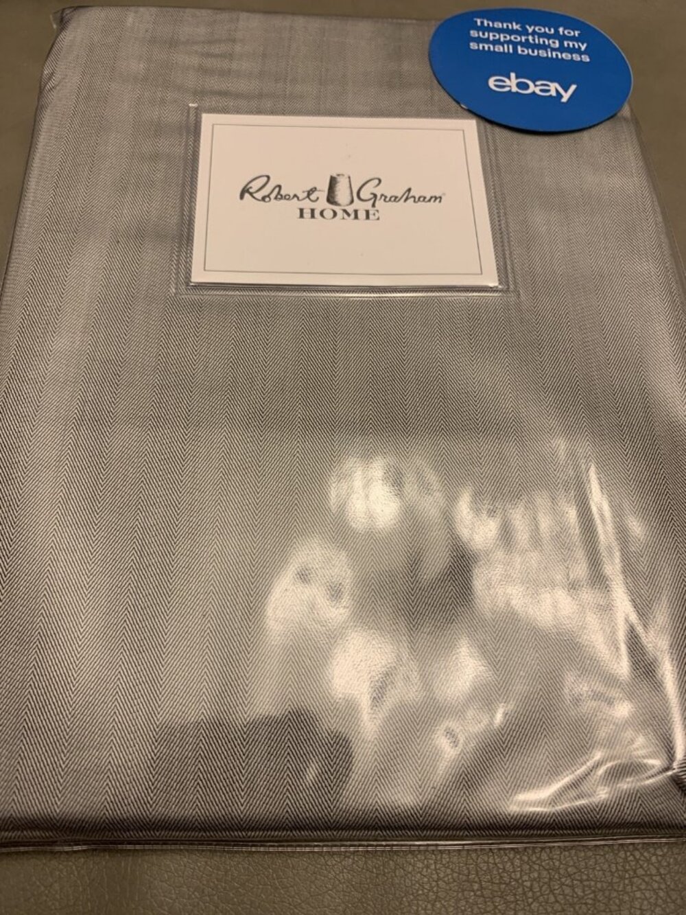 Robert Graham Home Charcoal King Sham Herringbone $175 Iris Collection